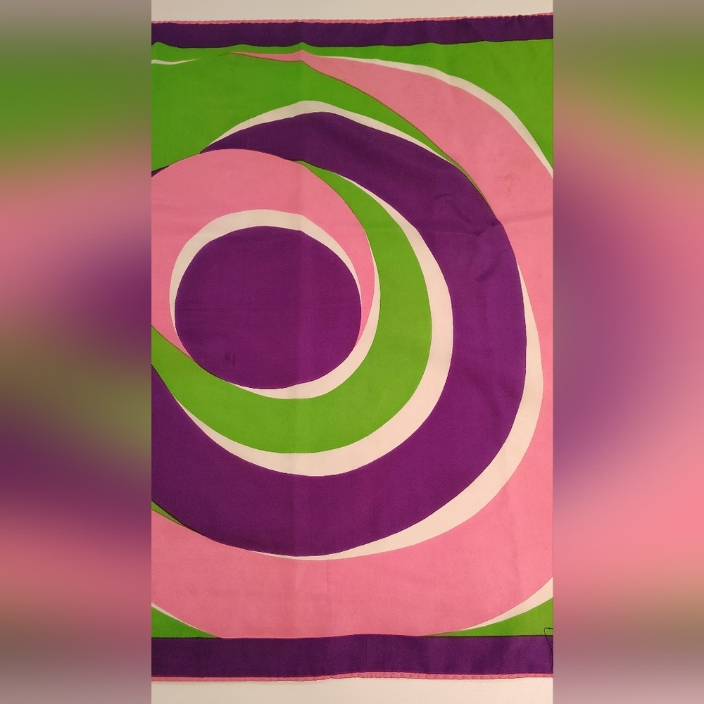 Pia Piccini Vintage Swirl Print Silk Scarf in Pink, Green & Purple - Picture 4 of 14